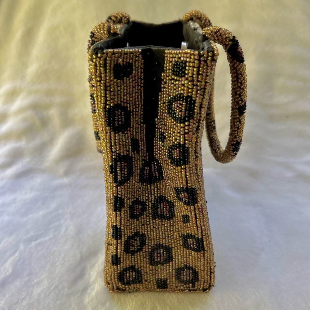 Vintage Christiana Leopard Print Beaded Handbag Purse - Picture 6 of 16